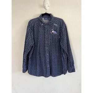 Disney Vintage 90s Eeyore Blue Corduroy Long Sleeve Button front Shirt Size XL